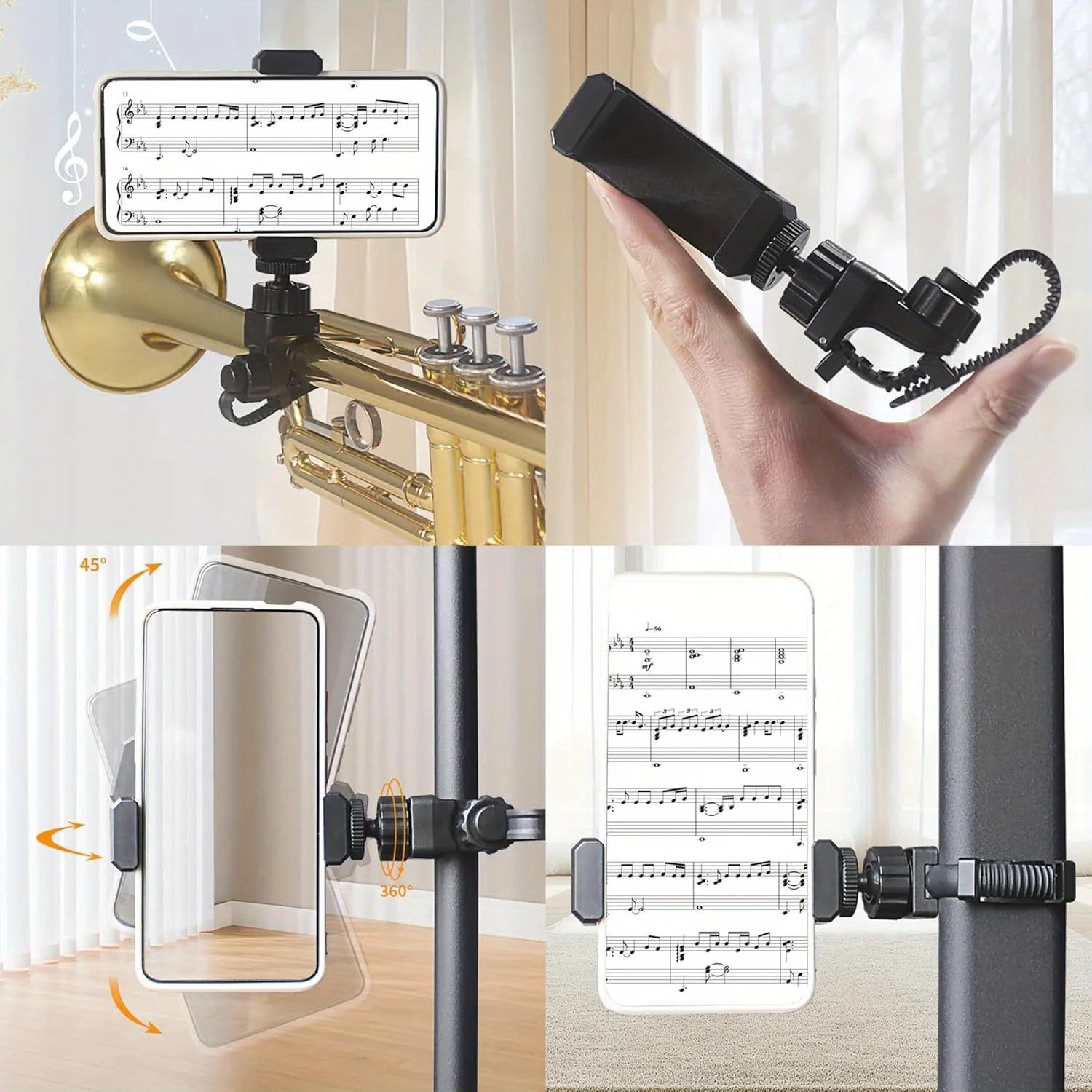Metal Music Lyre Clip Phone St - Musical Instrument Horn recension och pris